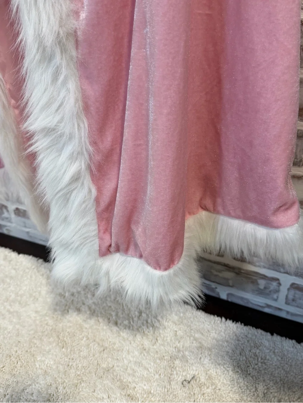 Kids Pink Faux-Fur Trim Cape Coat Costume youth 5/6